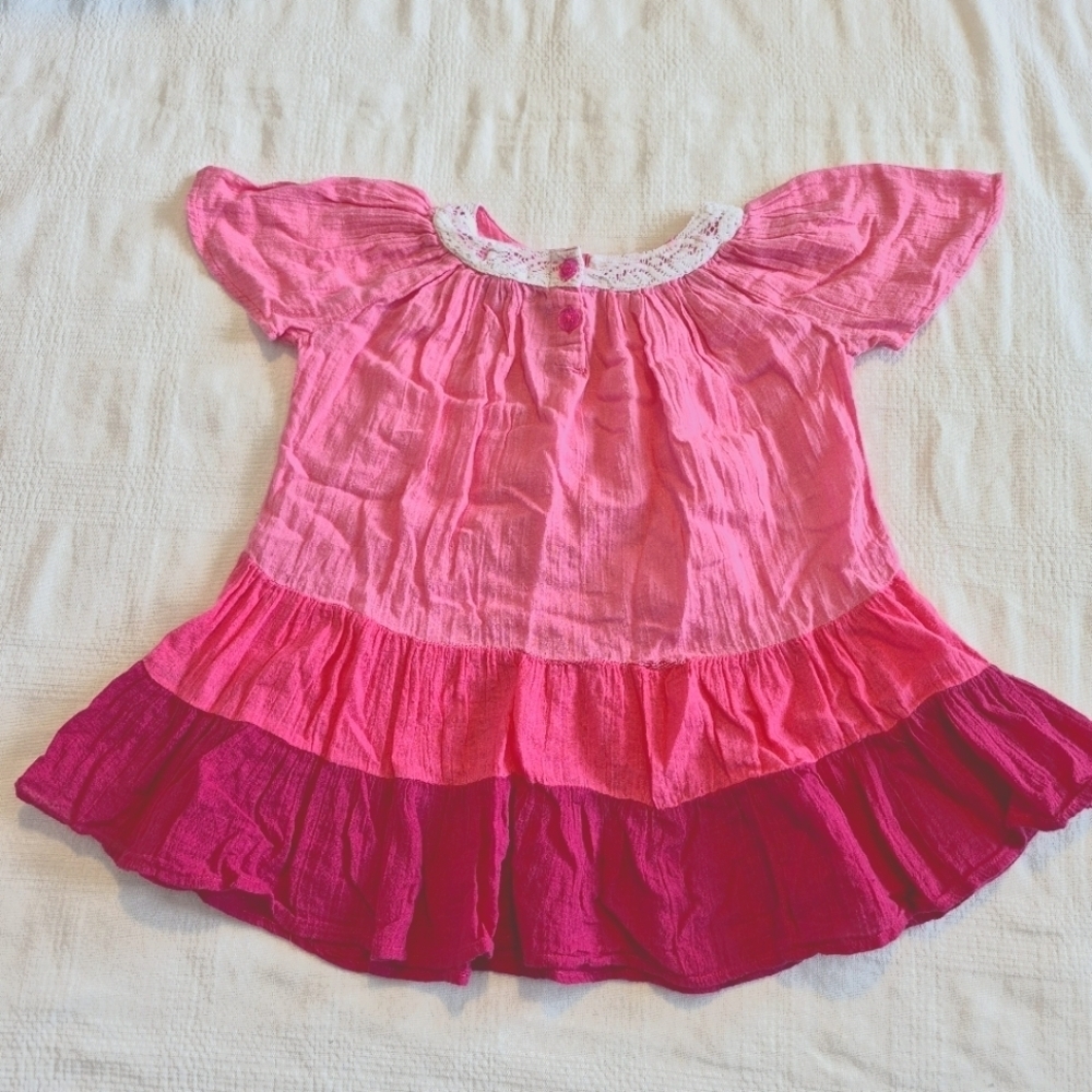 Pink Chicken Happy line 3 years Tunic gauze 3 shade pink dress, Play for defects
